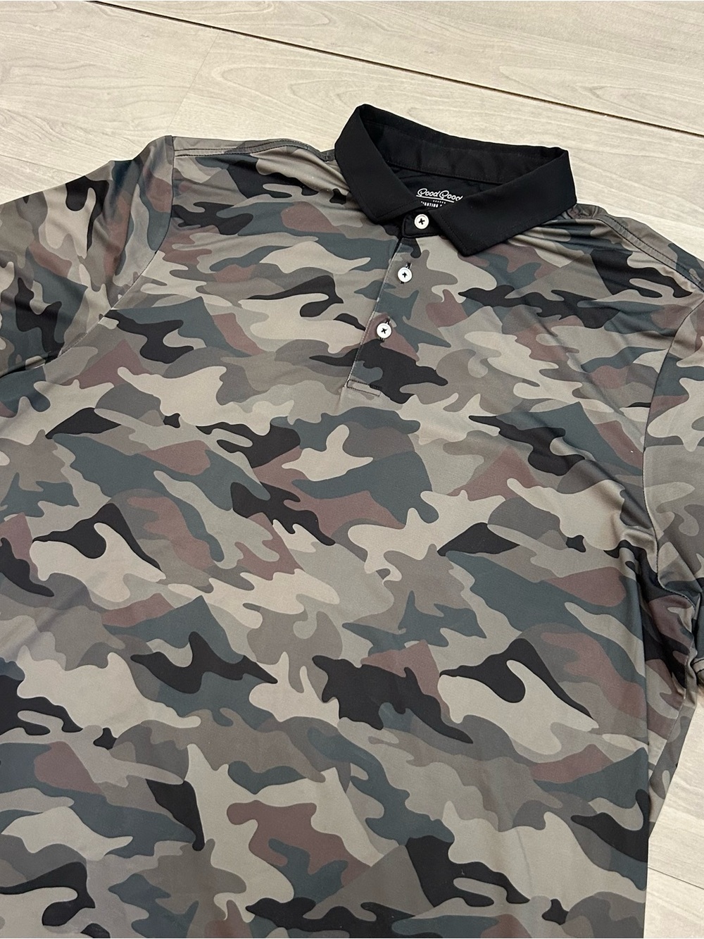 Good Good Golf Fighting For Par Polo Shirt Mens XL Camo Performance Stretch